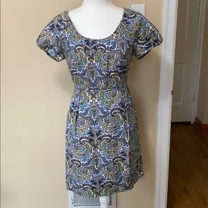J.Crew Dolores Blue Peacock Paisley Dress